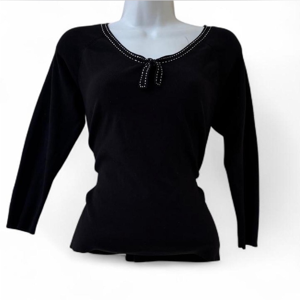 LOFT Black Tie Front Fitted Blouse, Goth Top, Grunge Top, Black top, Black